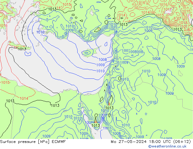 Atmosférický tlak ECMWF Po 27.05.2024 18 UTC