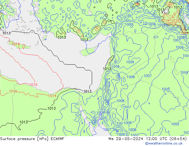 pressão do solo ECMWF Qua 29.05.2024 12 UTC