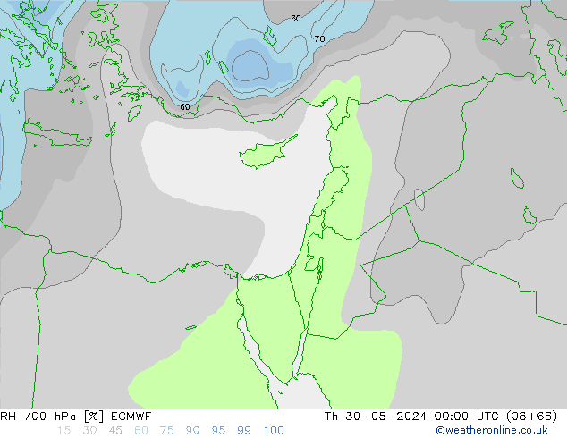 RH 700 hPa ECMWF Th 30.05.2024 00 UTC