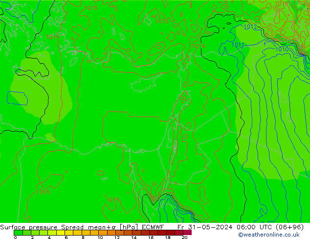 pressão do solo Spread ECMWF Sex 31.05.2024 06 UTC