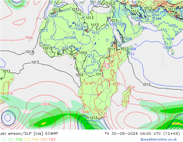 Jet stream/SLP ECMWF Th 30.05.2024 06 UTC