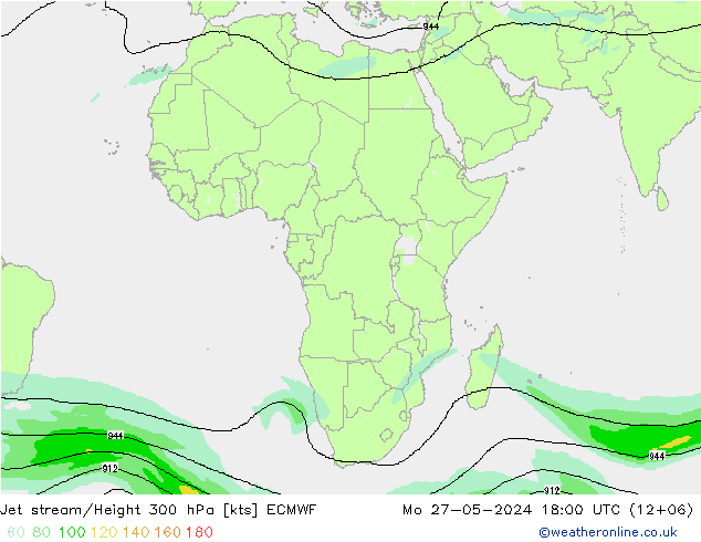 Jet stream/Height 300 hPa ECMWF Mo 27.05.2024 18 UTC