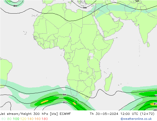 Jet stream/Height 300 hPa ECMWF Th 30.05.2024 12 UTC