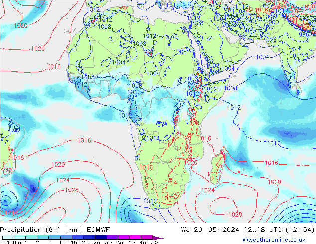 Précipitation (6h) ECMWF mer 29.05.2024 18 UTC