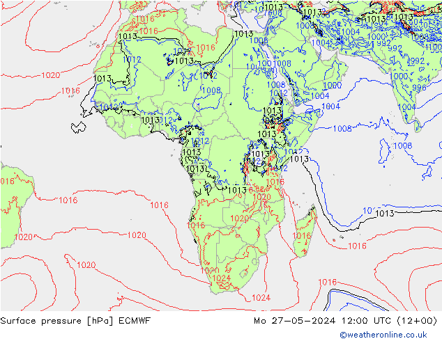 pressão do solo ECMWF Seg 27.05.2024 12 UTC