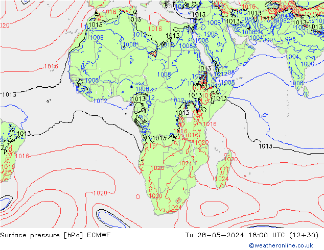 Pressione al suolo ECMWF mar 28.05.2024 18 UTC