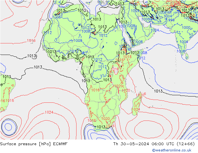 Luchtdruk (Grond) ECMWF do 30.05.2024 06 UTC