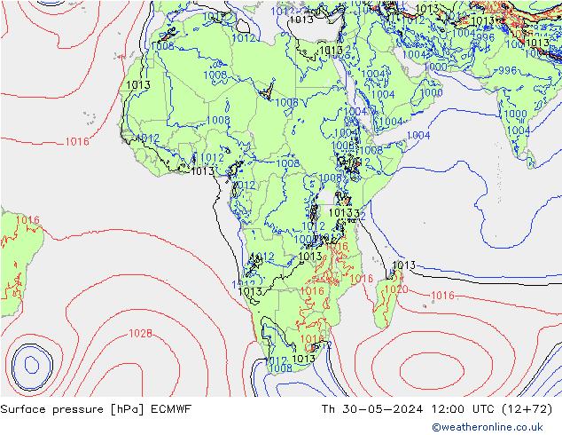 Luchtdruk (Grond) ECMWF do 30.05.2024 12 UTC