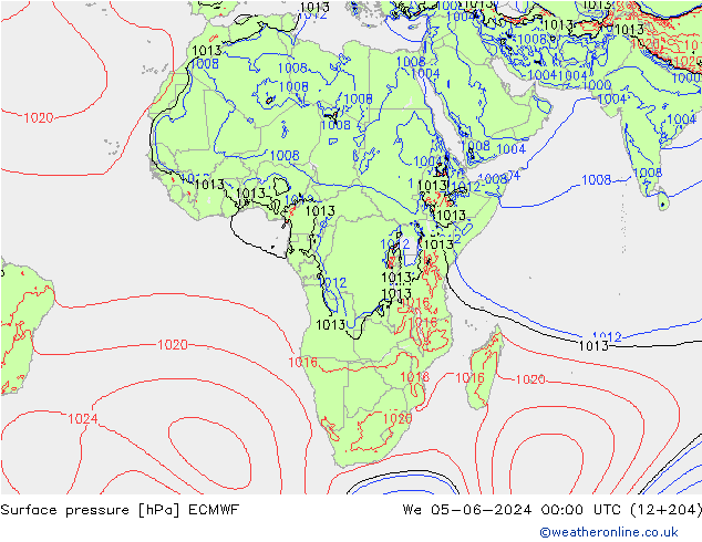 Luchtdruk (Grond) ECMWF wo 05.06.2024 00 UTC