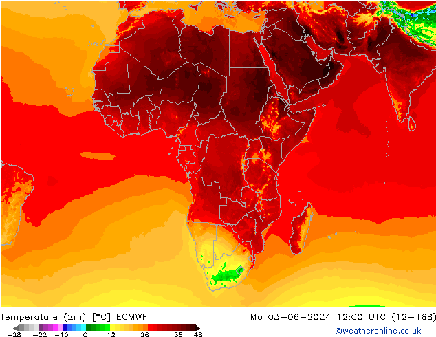 Temperatura (2m) ECMWF lun 03.06.2024 12 UTC