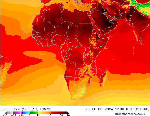 карта температуры ECMWF вт 11.06.2024 12 UTC