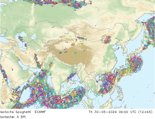 Isotachs Spaghetti ECMWF Th 30.05.2024 06 UTC