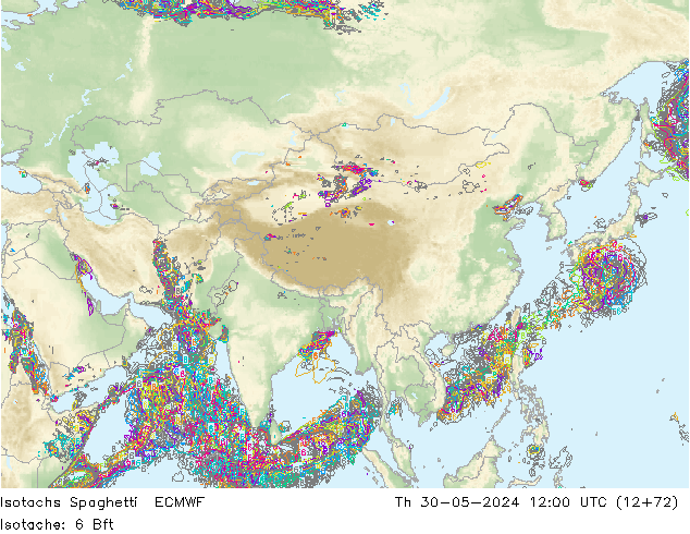 Isotachs Spaghetti ECMWF gio 30.05.2024 12 UTC