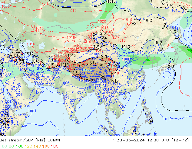 джет/приземное давление ECMWF чт 30.05.2024 12 UTC