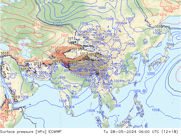 Yer basıncı ECMWF Sa 28.05.2024 06 UTC