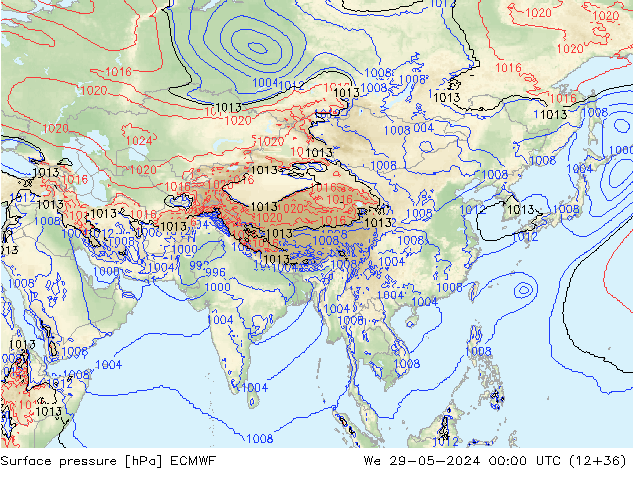 Surface pressure ECMWF We 29.05.2024 00 UTC