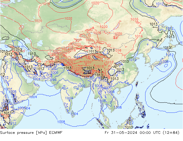 Luchtdruk (Grond) ECMWF vr 31.05.2024 00 UTC