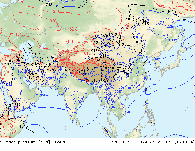 приземное давление ECMWF сб 01.06.2024 06 UTC