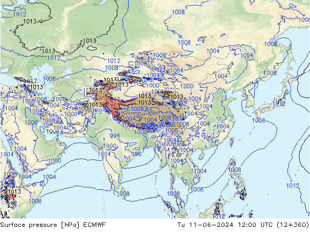 pressão do solo ECMWF Ter 11.06.2024 12 UTC