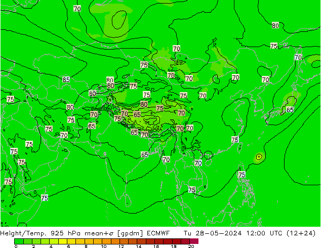 Height/Temp. 925 hPa ECMWF Ter 28.05.2024 12 UTC