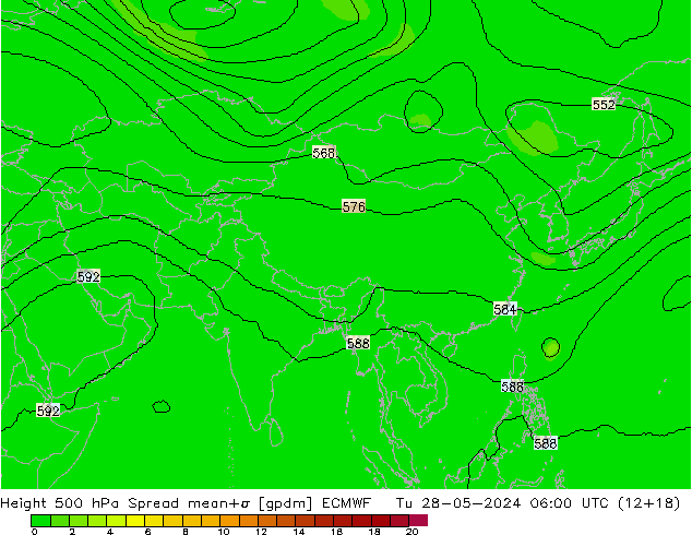 500 hPa Yüksekliği Spread ECMWF Sa 28.05.2024 06 UTC