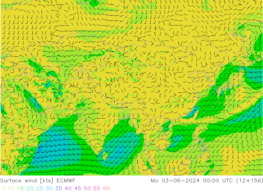 Vent 10 m ECMWF lun 03.06.2024 00 UTC