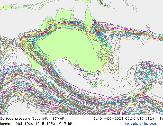 Atmosférický tlak Spaghetti ECMWF So 01.06.2024 06 UTC