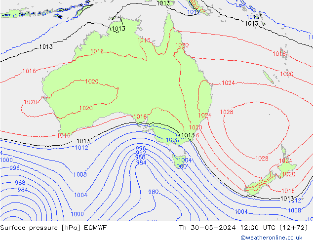 Surface pressure ECMWF Th 30.05.2024 12 UTC