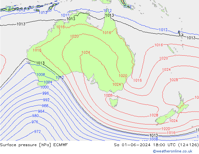 Surface pressure ECMWF Sa 01.06.2024 18 UTC