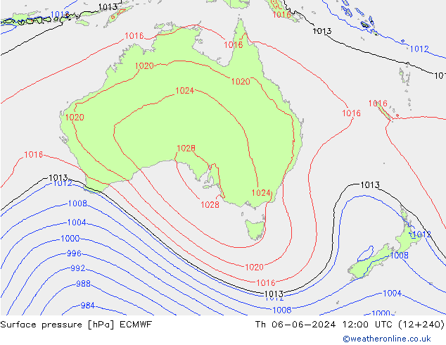 Luchtdruk (Grond) ECMWF do 06.06.2024 12 UTC