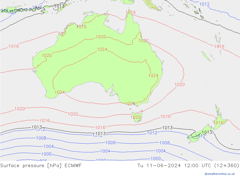 Yer basıncı ECMWF Sa 11.06.2024 12 UTC