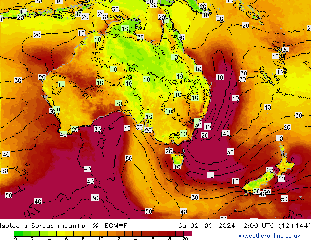 Isotachs Spread ECMWF Вс 02.06.2024 12 UTC