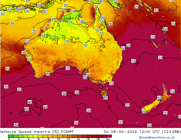 Izotacha Spread ECMWF so. 08.06.2024 12 UTC