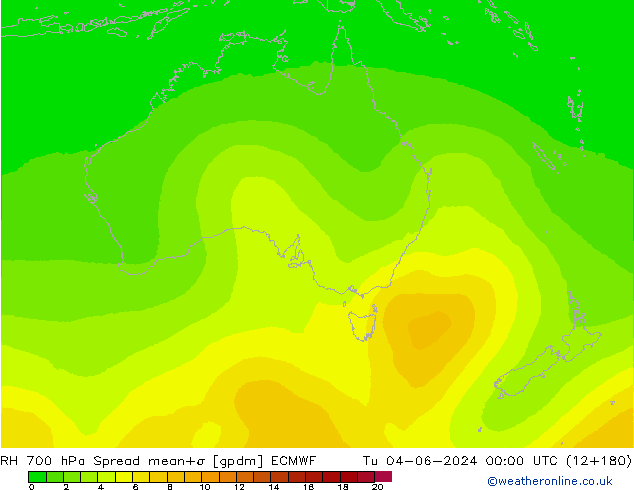 RH 700 hPa Spread ECMWF Ter 04.06.2024 00 UTC