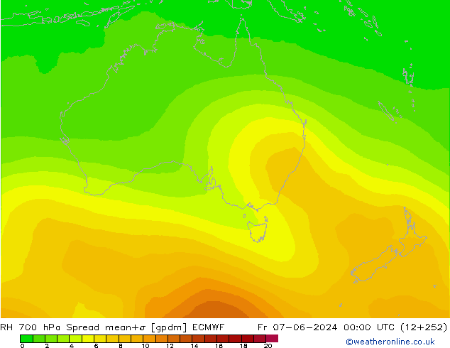 RH 700 hPa Spread ECMWF Pá 07.06.2024 00 UTC