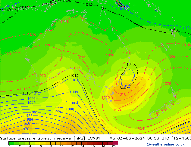 ciśnienie Spread ECMWF pon. 03.06.2024 00 UTC