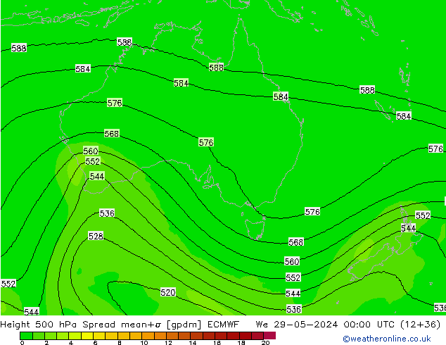 Height 500 hPa Spread ECMWF  29.05.2024 00 UTC