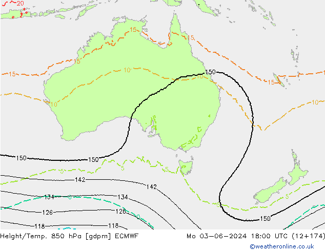 Height/Temp. 850 hPa ECMWF Mo 03.06.2024 18 UTC