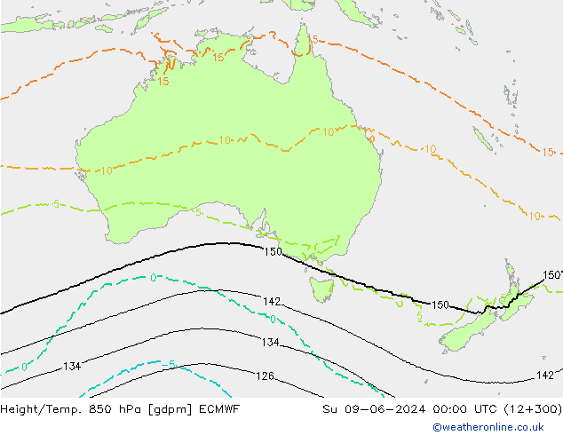 Height/Temp. 850 гПа ECMWF Вс 09.06.2024 00 UTC
