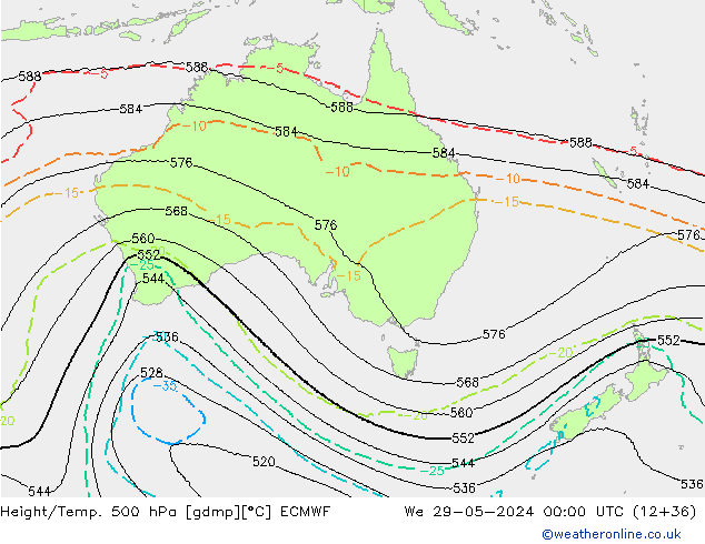 Height/Temp. 500 hPa ECMWF Qua 29.05.2024 00 UTC