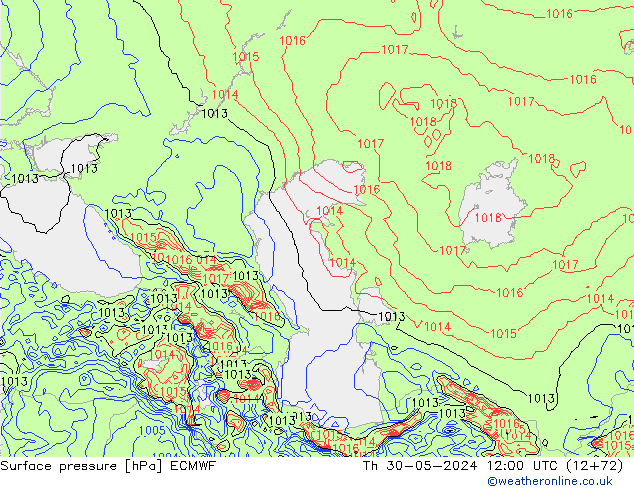 Atmosférický tlak ECMWF Čt 30.05.2024 12 UTC