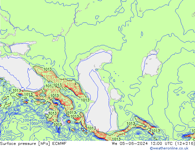 Luchtdruk (Grond) ECMWF wo 05.06.2024 12 UTC