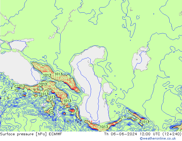 Atmosférický tlak ECMWF Čt 06.06.2024 12 UTC