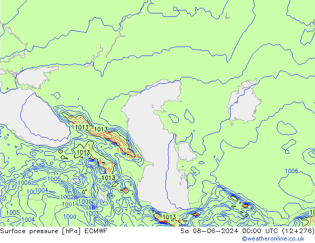 Surface pressure ECMWF Sa 08.06.2024 00 UTC