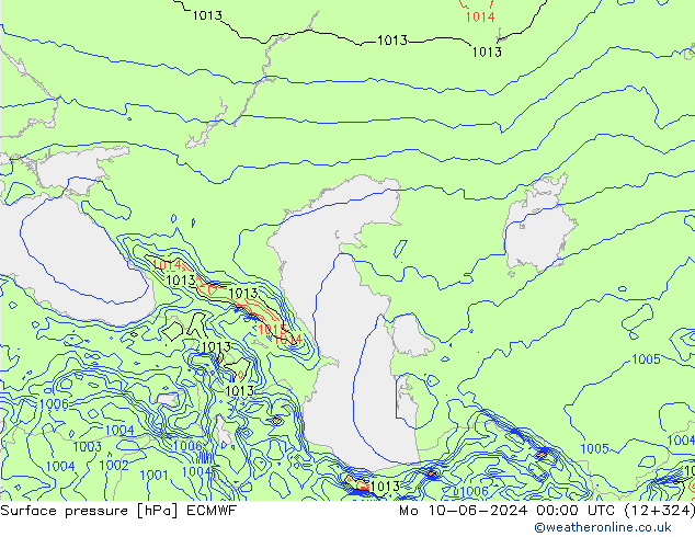 Presión superficial ECMWF lun 10.06.2024 00 UTC