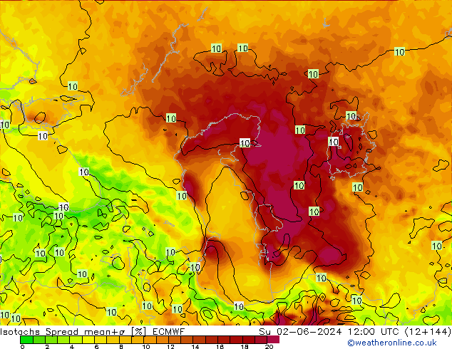 Isotachs Spread ECMWF Ne 02.06.2024 12 UTC