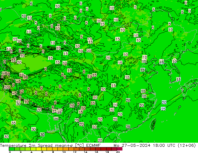 Temperaturkarte Spread ECMWF Mo 27.05.2024 18 UTC