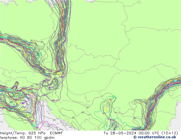 Height/Temp. 925 hPa ECMWF Tu 28.05.2024 00 UTC