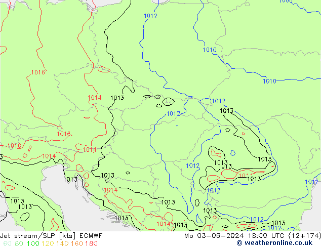 Corrente a getto ECMWF lun 03.06.2024 18 UTC