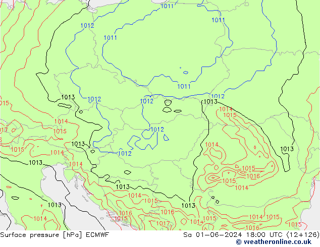 Surface pressure ECMWF Sa 01.06.2024 18 UTC